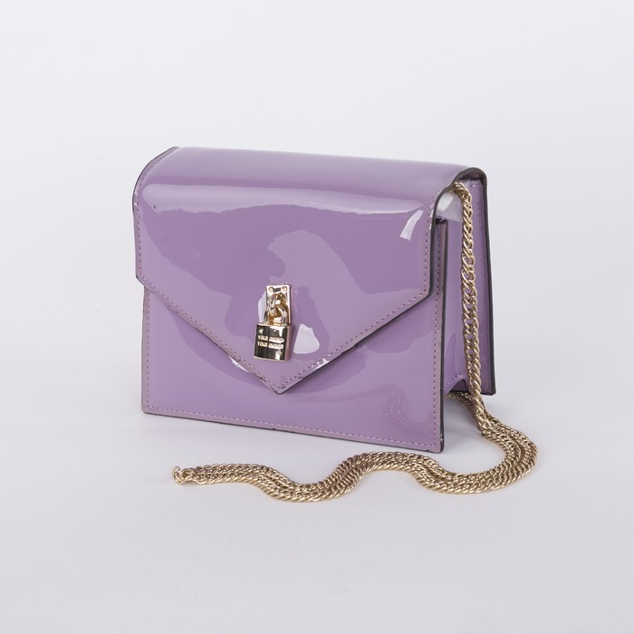 Сумка женская, 1 отдел на магните, длинная цепь, цвет сиреневый