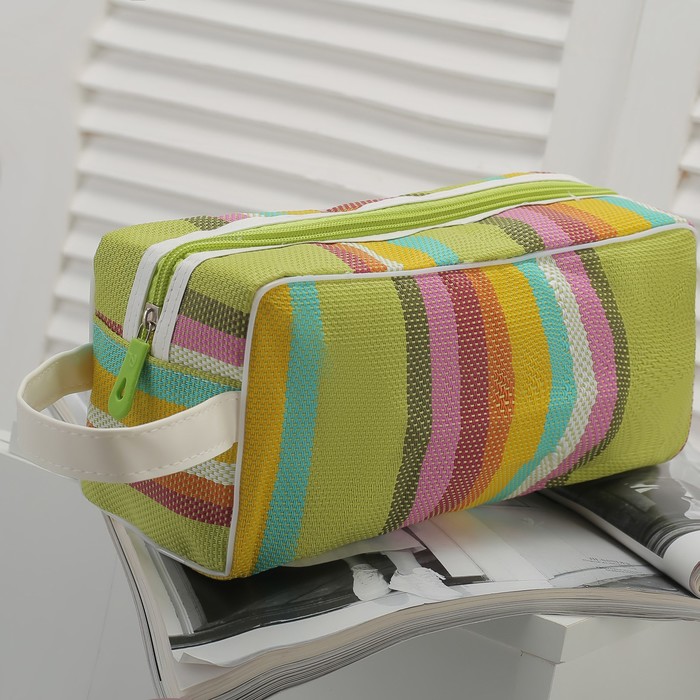 Косметичка банная "Оливия", 1 отдел на молнии, ручка, цвет жёлтый/зелёный