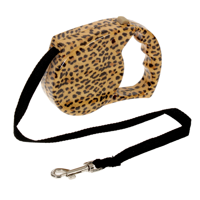 Рулетка "Джунгли" для собак, лента 5м, до 40кг, пластик