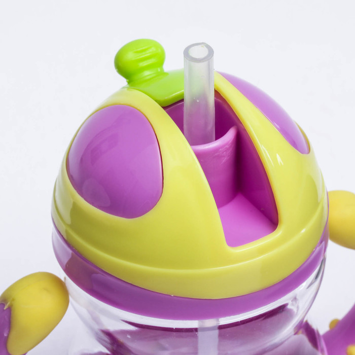 Поильник детский с трубочкой, 280 мл, от 5 мес., цвет фиолетовый