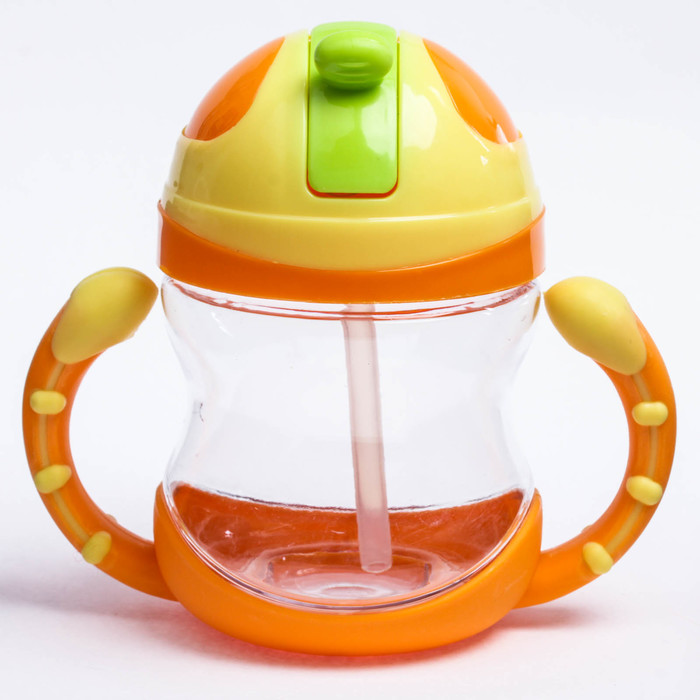 Поильник детский с трубочкой, 280 мл, от 5 мес., цвет оранжевый
