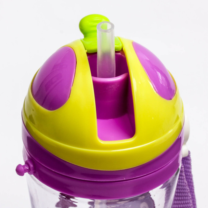 Поильник детский с трубочкой, на ремешке, 450 мл, от 5 мес., цвет фиолетовый