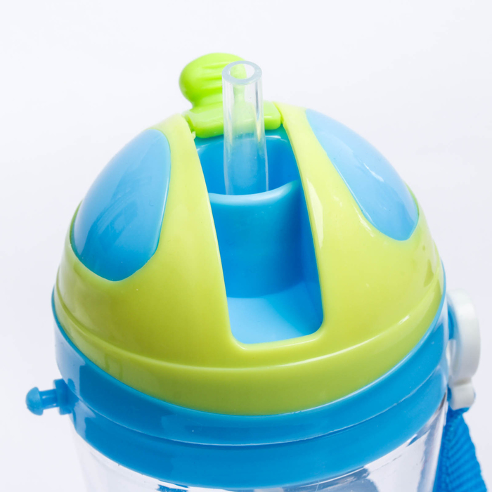 Поильник детский с трубочкой, на ремешке, 450 мл, от 5 мес., цвет голубой
