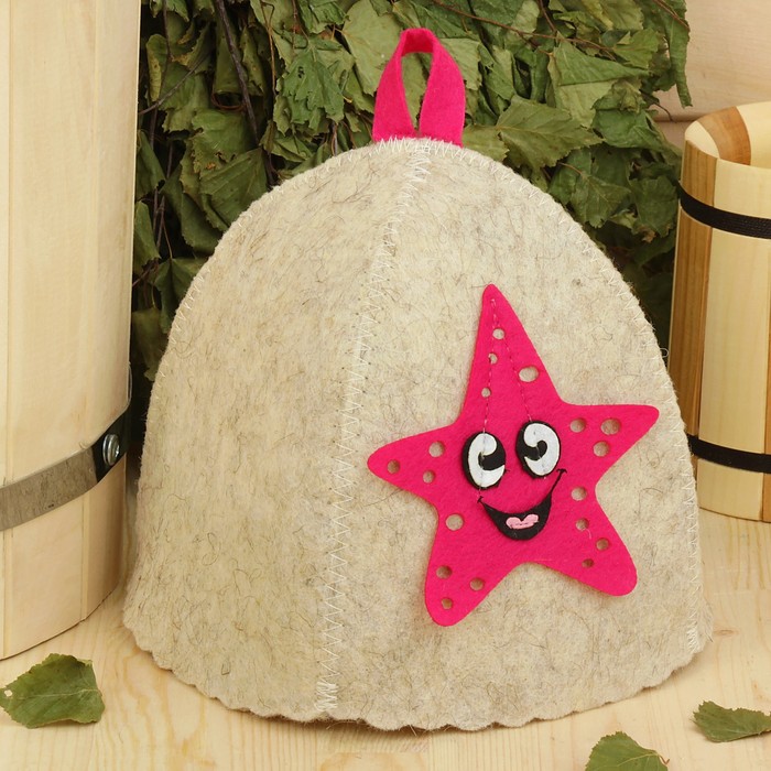 Шапка банная "Морская звездочка" с аппликацией, войлок