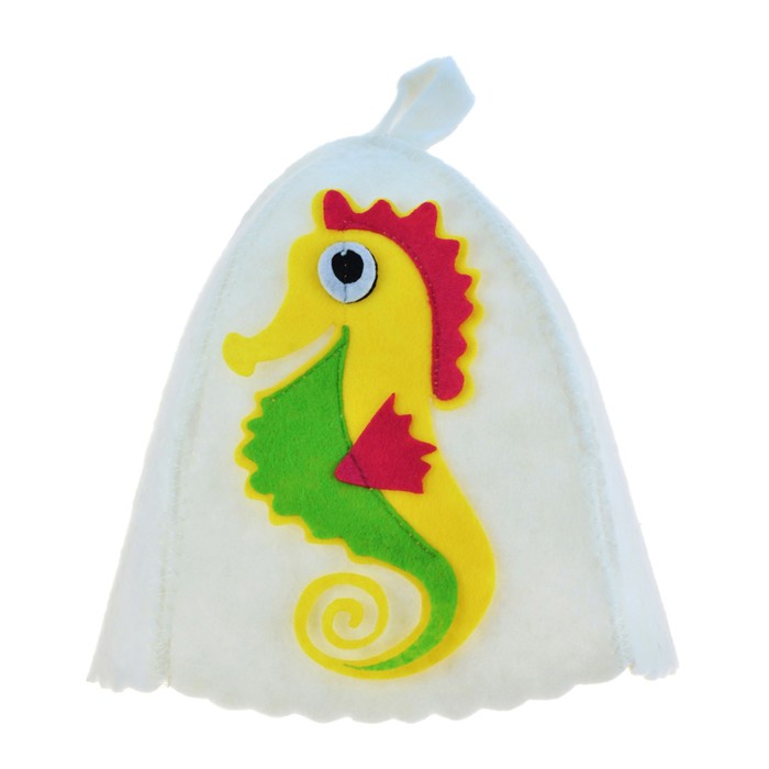 Шапка банная "Морской конек" с аппликацией, войлок