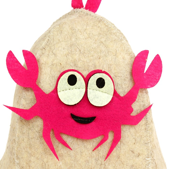 Шапка банная "Крабик" с аппликацией, войлок