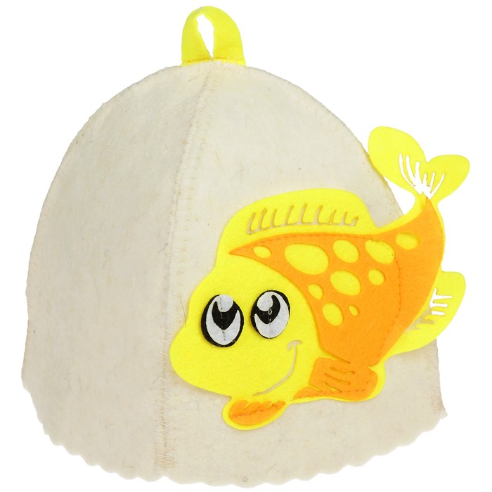 Шапка банная "Веселый Окунёнок" с аппликацией, войлок