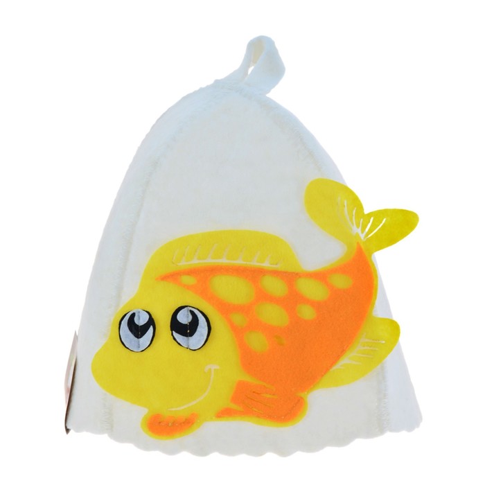 Шапка банная "Веселый Окунёнок" с аппликацией, войлок
