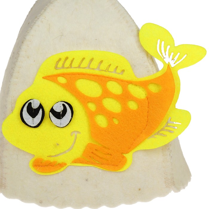 Шапка банная "Веселый Окунёнок" с аппликацией, войлок
