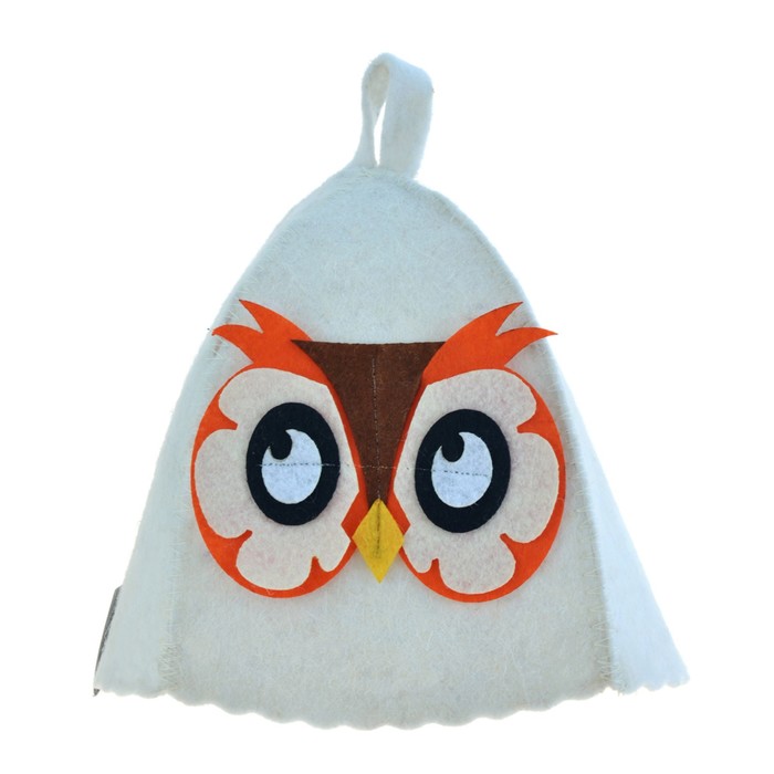 Шапка банная "Совушка" с аппликацией, войлок