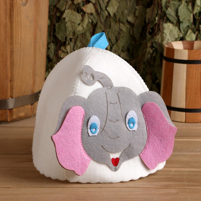 Шапка банная "Слонёнок" с аппликацией, войлок