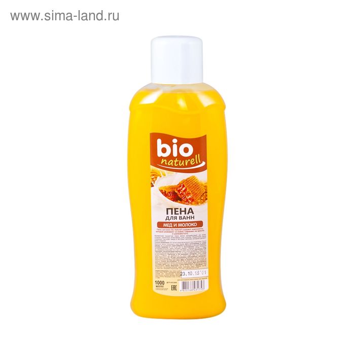 Пена для ванны Bio naturell, мёд и молоко, 1000 мл