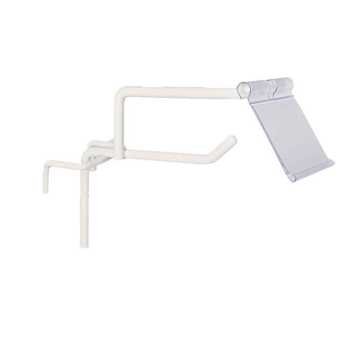 Крючок на сетку одинарный с ценникодержателем, L=10, d=6мм, цвет белый