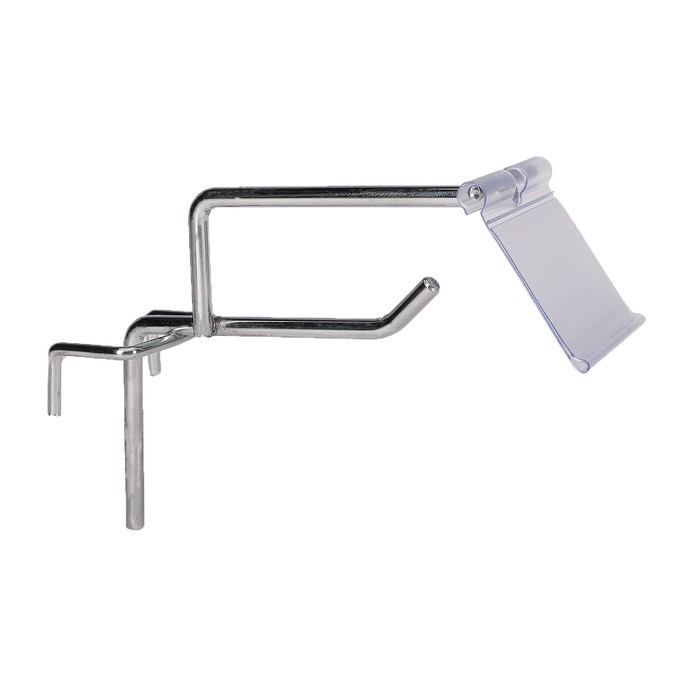 Крючок на сетку одинарный с ценникодержателем, L=10, d=6мм, цвет хром