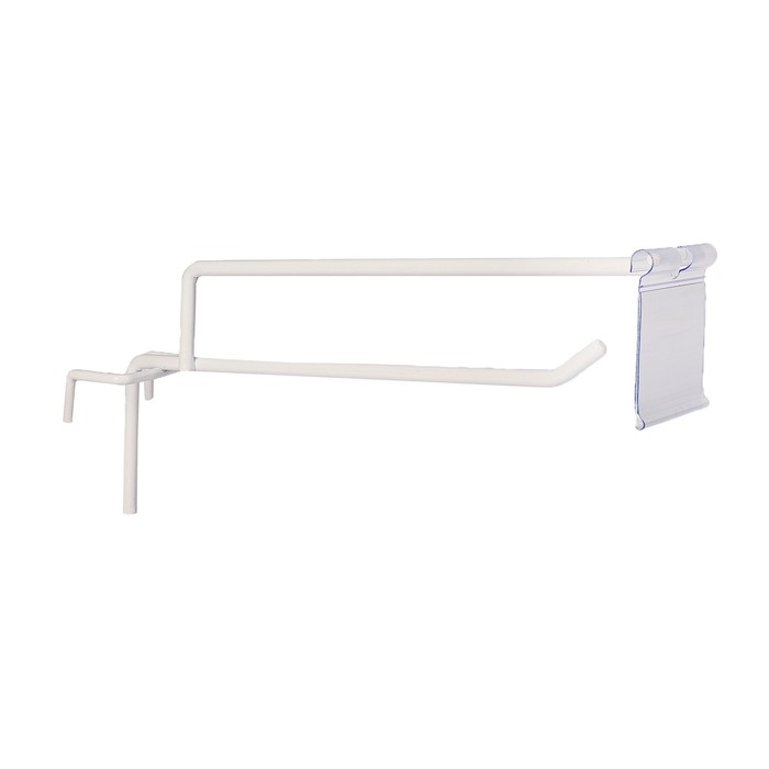 Крючок на сетку одинарный с ценникодержателем, L=20, d=6мм, цвет белый