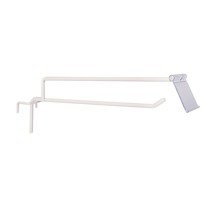 Крючок на сетку одинарный с ценникодержателем, L=25, d=6мм, цвет белый