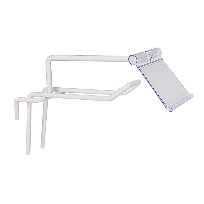 Крючок на сетку двойной с ценникодержателем, L10, d4мм, цвет белый