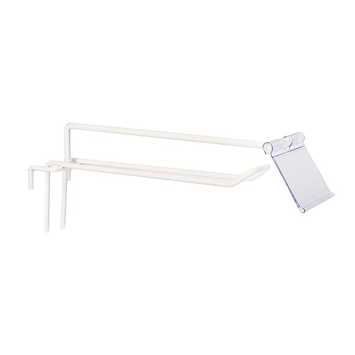 Крючок на сетку двойной с ценникодержателем, L20, d4мм, цвет белый