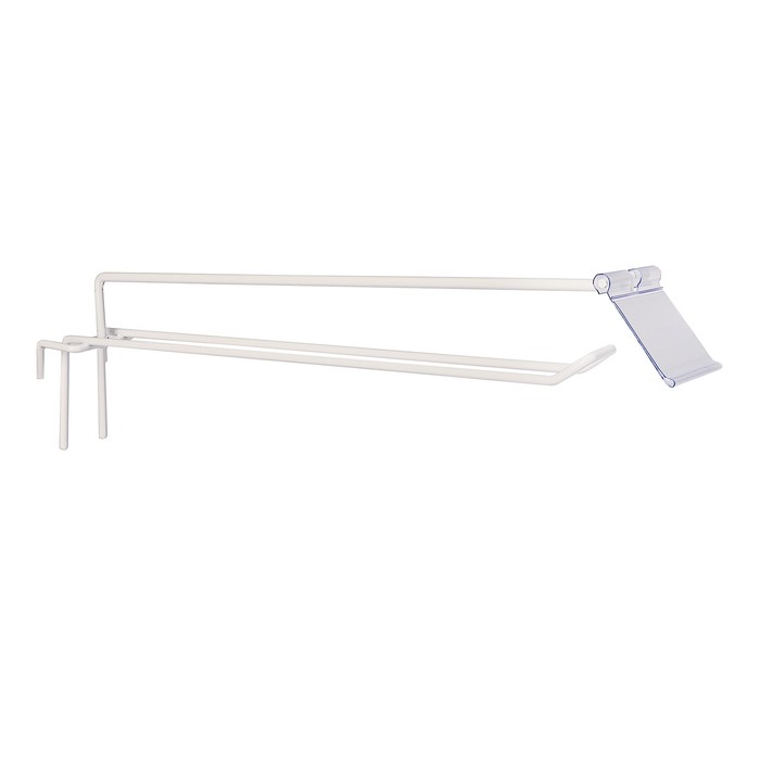 Крючок на сетку двойной с ценникодержателем, L30, d4мм, цвет белый