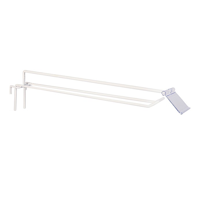 Крючок на сетку двойной с ценникодержателем, L35, d4мм, цвет белый