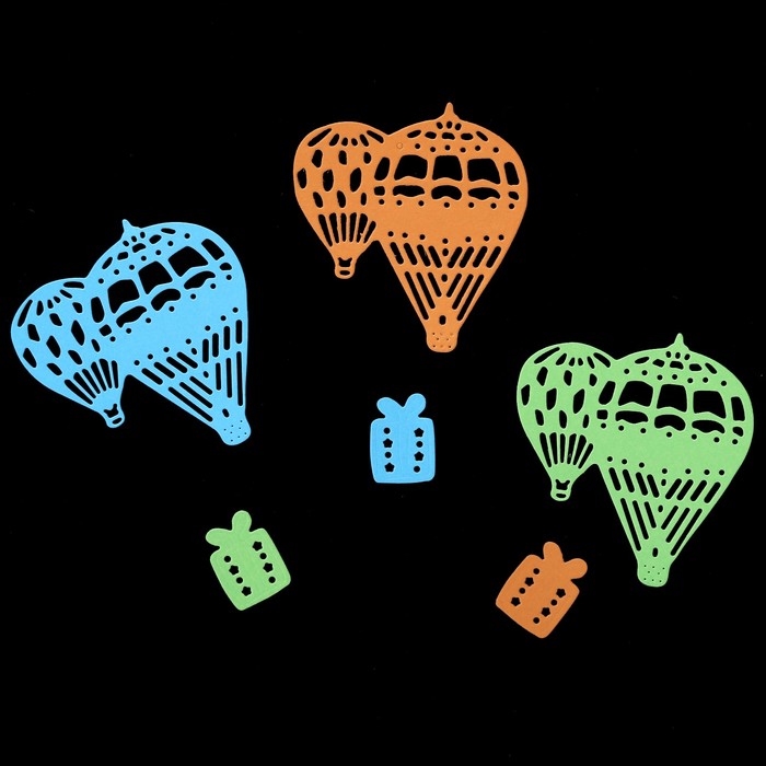 Фигурные вырубки "Воздушные шары" набор 6шт, МИКС 3-х цветов (QS-A-10008-01)