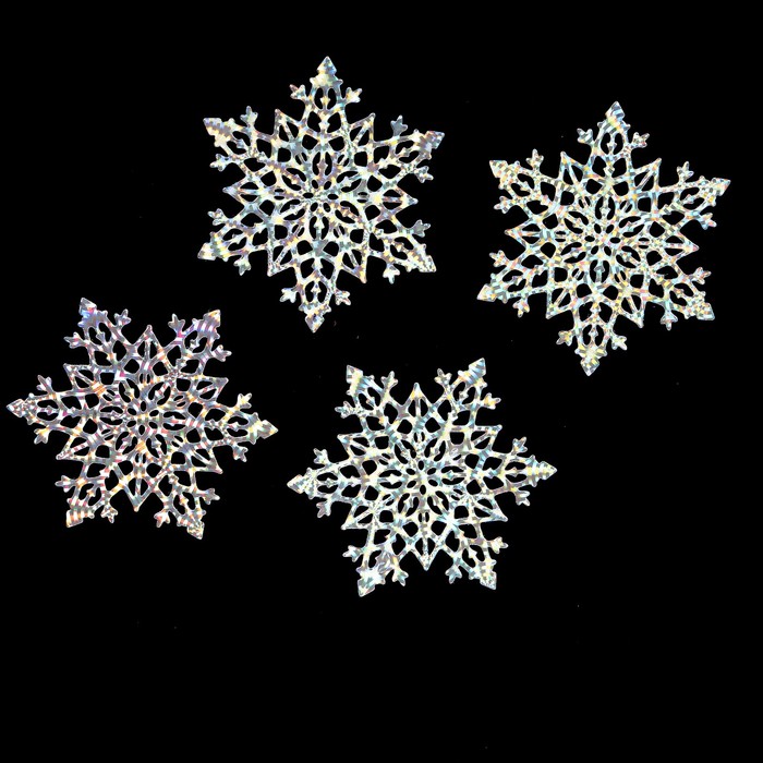 Фигурные вырубки "Снежинки-2" набор 4шт, 9,5х8,5см, серебро гологр.(QS-A26572-02G)