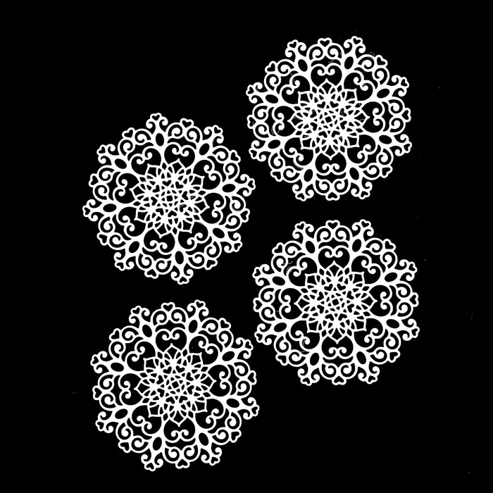 Фигурные вырубки "Снежинки-1" набор 4 шт. 10х10 см, белый металлик (QS-DR4-01M)