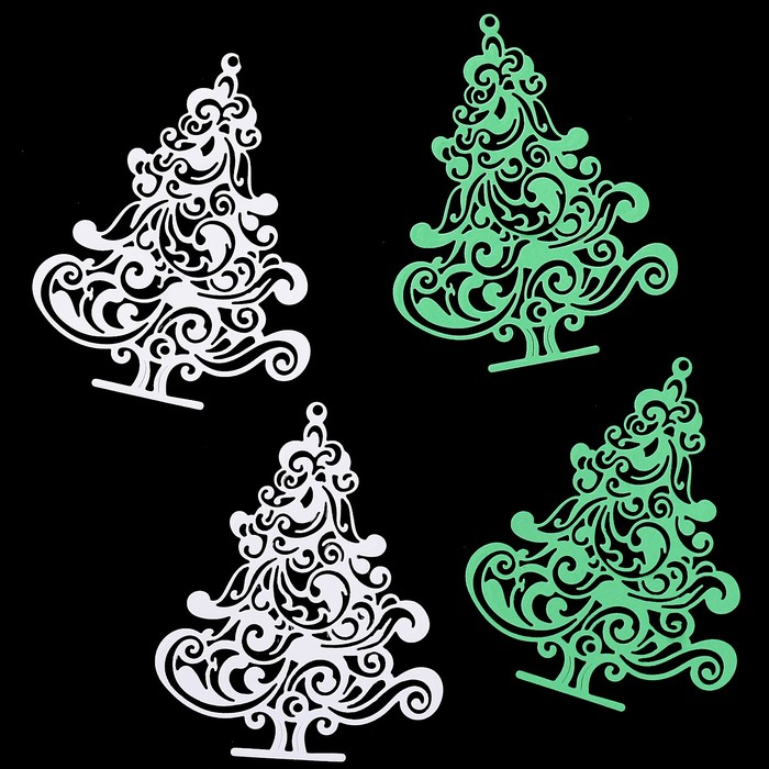 Фигурные вырубки "Винтажные ели" набор 4 шт, 12х10см, бел./зелен. (QS-V-61594-01)
