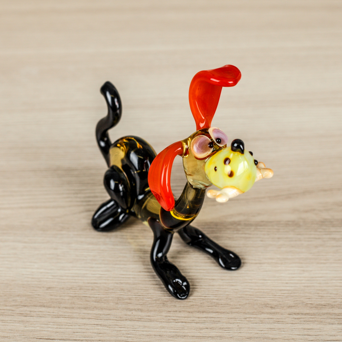 Сувенир из стекла средняя "Собака с косточкой", 10 х 4,3 х 8 см