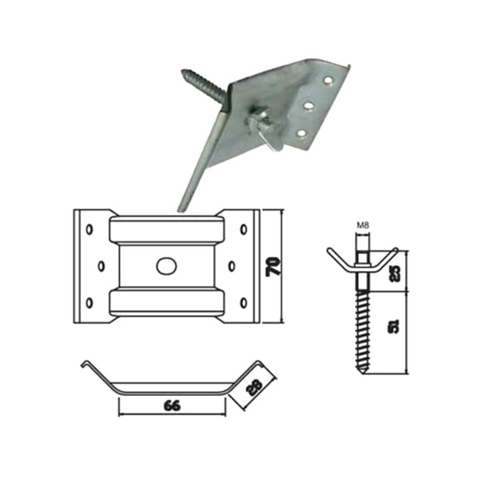 Стяжка мебельного стола, в комплекте шпилька и гайка барашковая