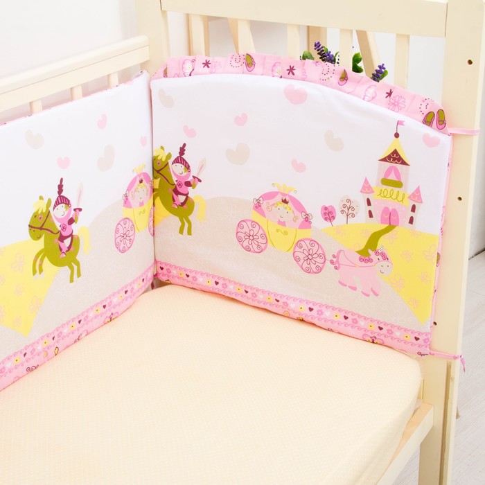 Борт "Золушка" 360х44, цв розовый, бязь хл100, холлофайбер 400гм 107