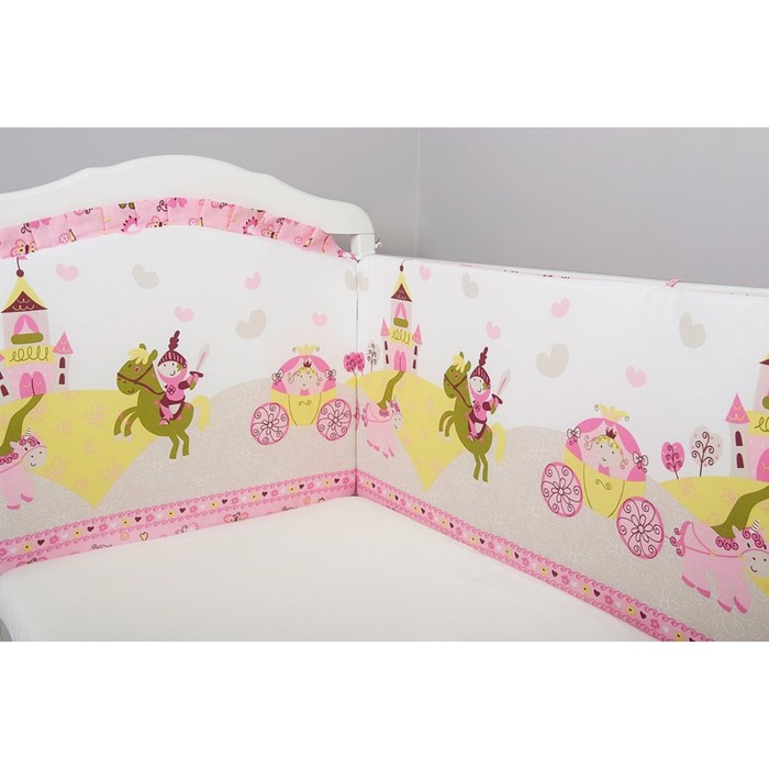 Борт "Золушка" 360х44, цв розовый, бязь хл100, холлофайбер 400гм 107