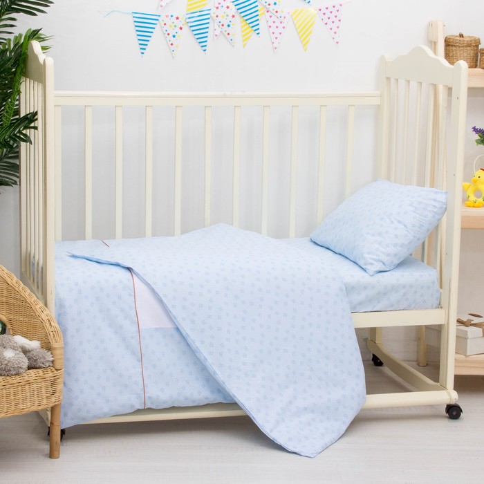 Детское постельное бельё "Умка" 100х140, 110х140, 60х40, цв голубой, ранфорс хл100 376/1