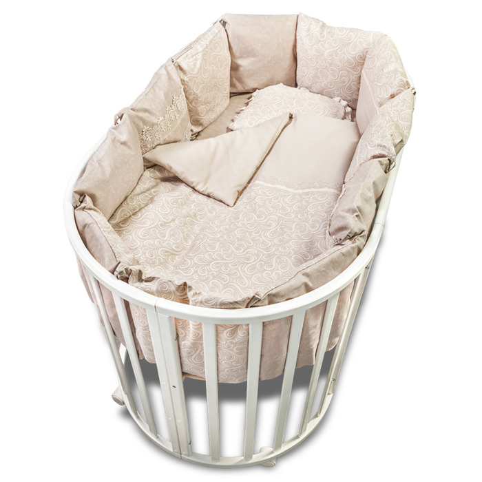 Комплект в круглую кроватку "Версаль", цв бежевый, бамбук 200гм 418-12