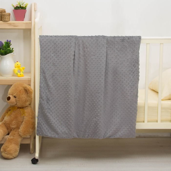 Плед "Горошек" 90х90, цв серый, вельбоа пэ100, трикотаж хл100, синтепон 100гм 570/5