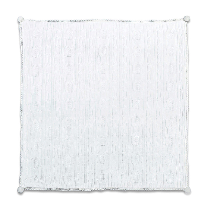 Плед вязаный "Помпончики", 90х90, акрил100, трикотаж хл100, синтепон 100гм 589