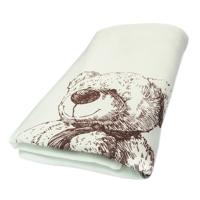 Плед вязаный "Мишка" 85х85, цв молочный, акрил100, трикотаж хл100, синтепон 100гм 600В