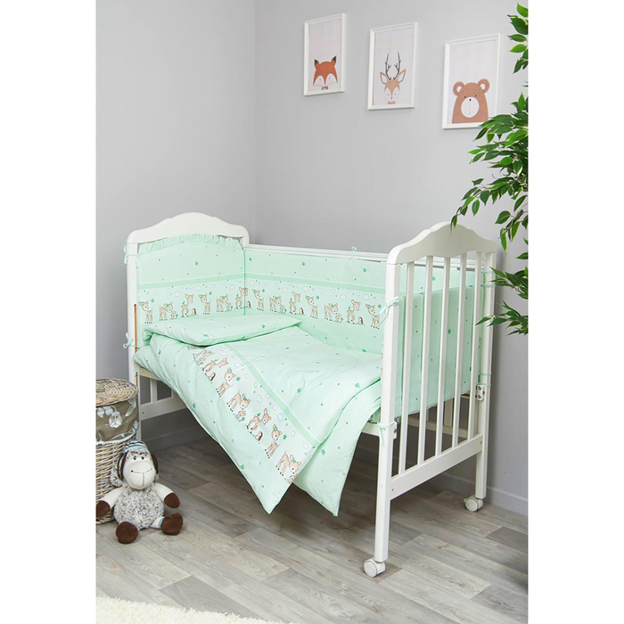 Комплект "Оленята" 6 предметов, цв салатовый, бязь хл100 627/3