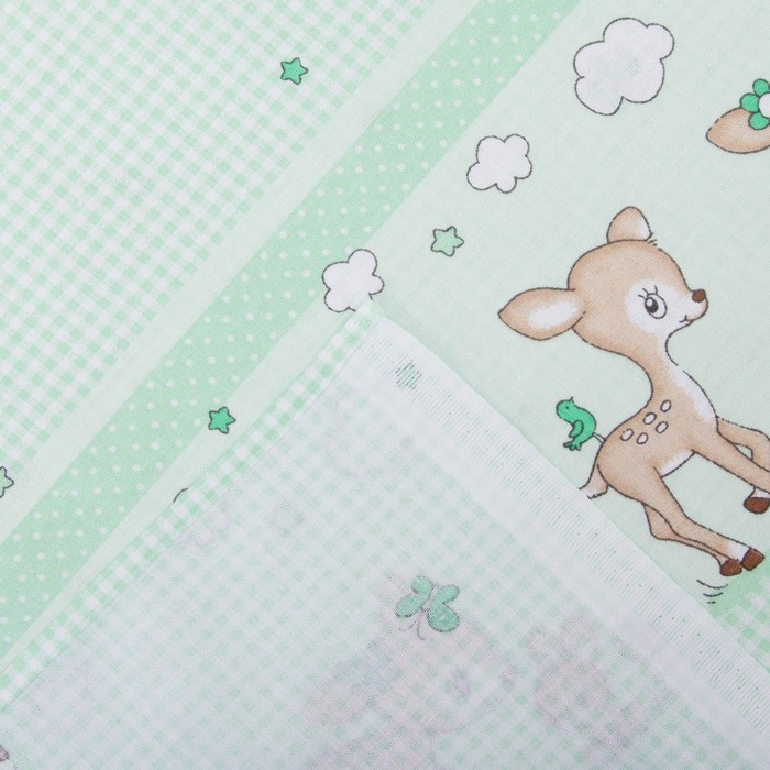 Комплект "Оленята" 6 предметов, цв салатовый, бязь хл100 627/3