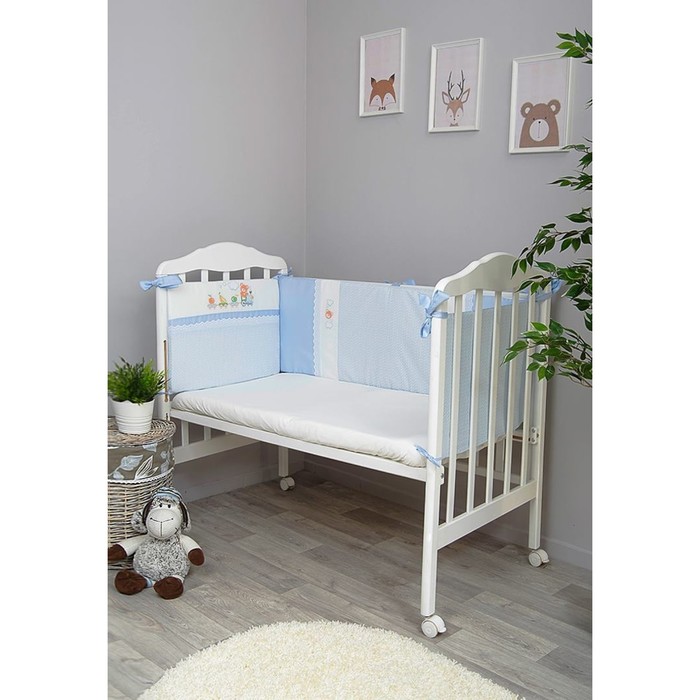 Борт "Паровозик" 360х40, цв голубой, сатин хл100, холлофайбер 400гм 172/1