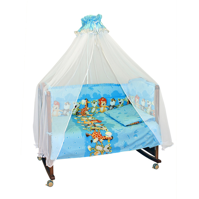 Детское постельное бельё "Африка" 100х140, 110х140, 60х40, цв голубой, бязь хл100 331/1