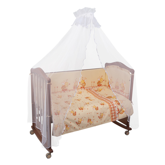 Детское постельное бельё "Пчелки" 100х140, 110х140, 60х40, цв бежевый, бязь хл100 332/4