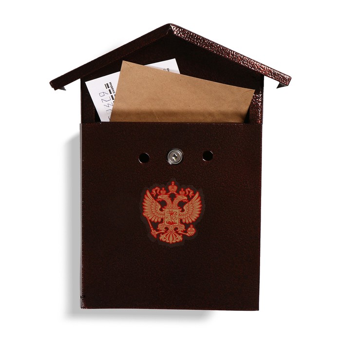 фото Ящик почтовый с замком, вертикальный, «домик-элит», медный антик