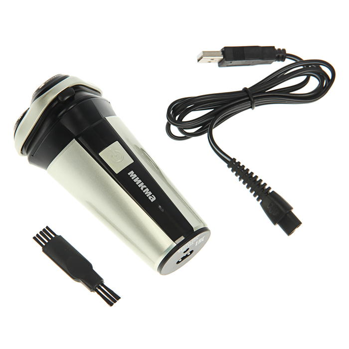 Электробритва МИКМА 352Р, 3 Вт, роторная, сухое бритье, аккумулятор, серебристая