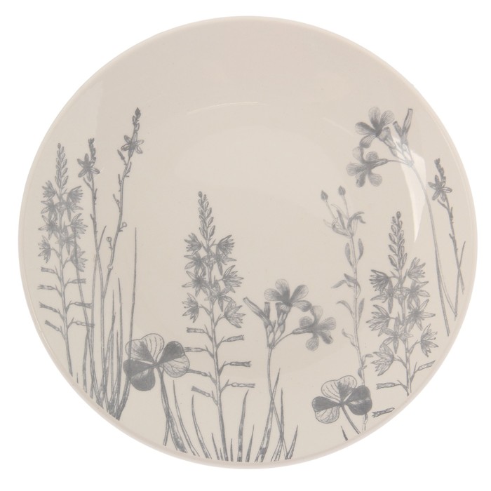 Набор посуды "Соната. Гербарий травы", 16 предметов, цвет серый