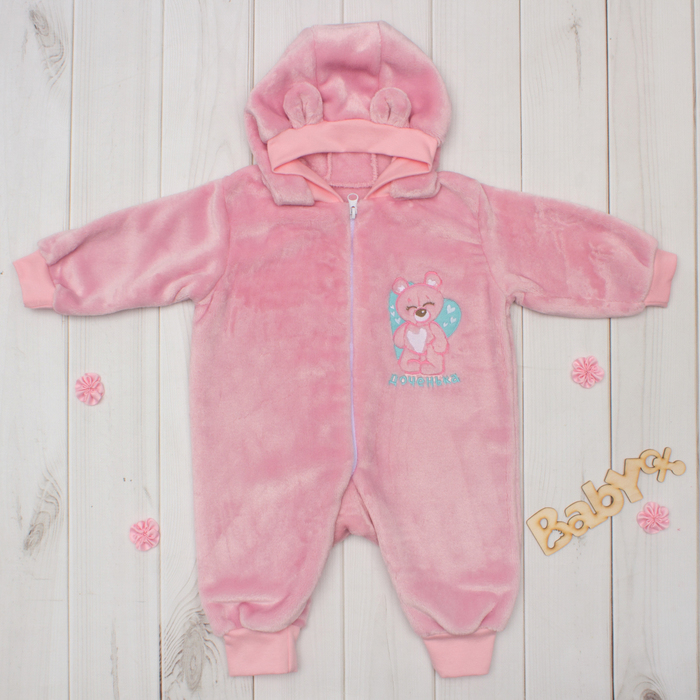 Комбинезон с капюшоном Крошка Я "Доченька" велсофт. рост 62-68см (3-6мес)