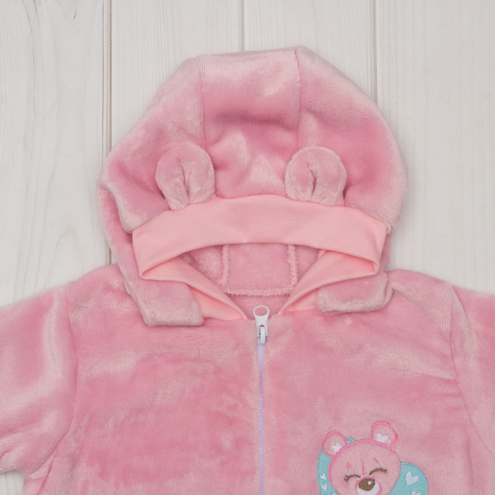Комбинезон с капюшоном Крошка Я "Доченька" велсофт, рост 68-74см (6-9мес)