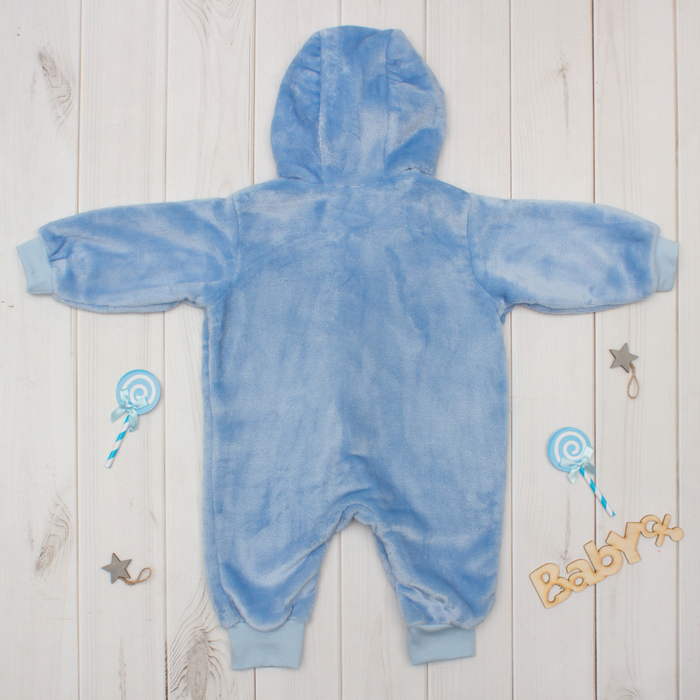 Комбинезон с капюшоном Крошка Я "Слоник" велсофт, рост 50-62см (0-3мес)