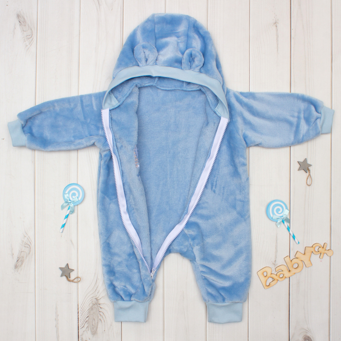 Комбинезон с капюшоном Крошка Я "Слоник" велсофт, рост 62-68см (3-6мес)