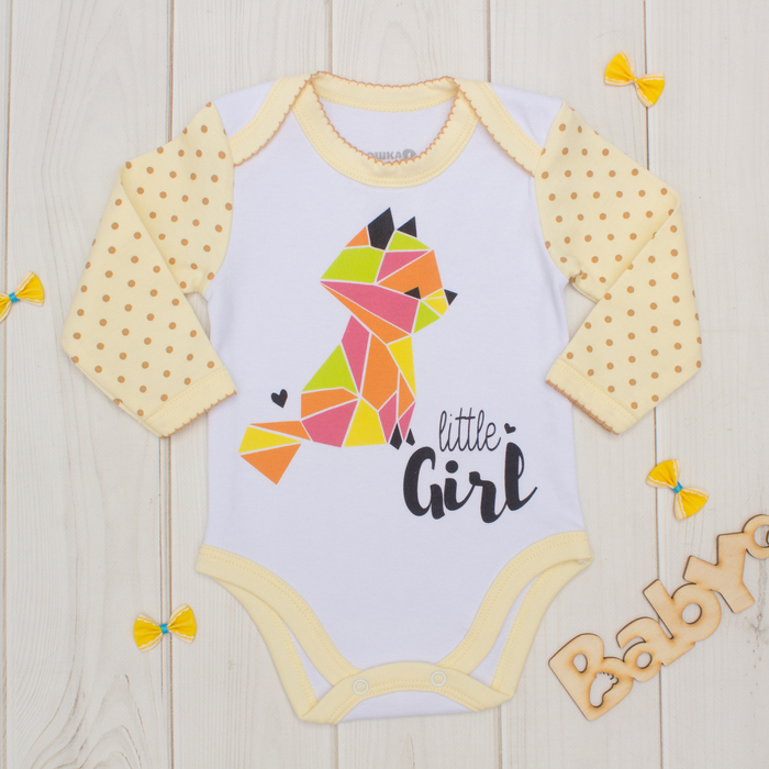 Боди детское с дл.рукавом Крошка Я "Little miss" рост 68-74см (6-9мес)